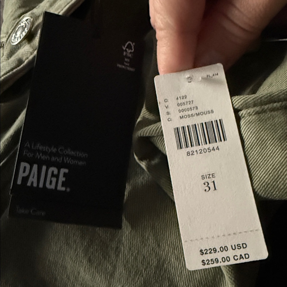 Anthropologie Paige Anessa ankle Wide Leg Olive Green Wide-Leg Pants - Picture 6 of 6
